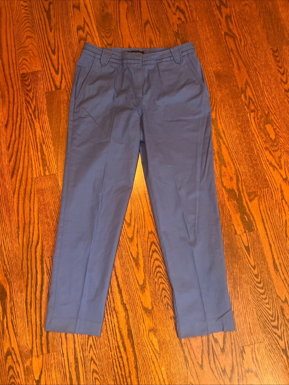 Larry Levine Women's Ankle Pants Blue Slim Leg Stretch Solid Regular 10